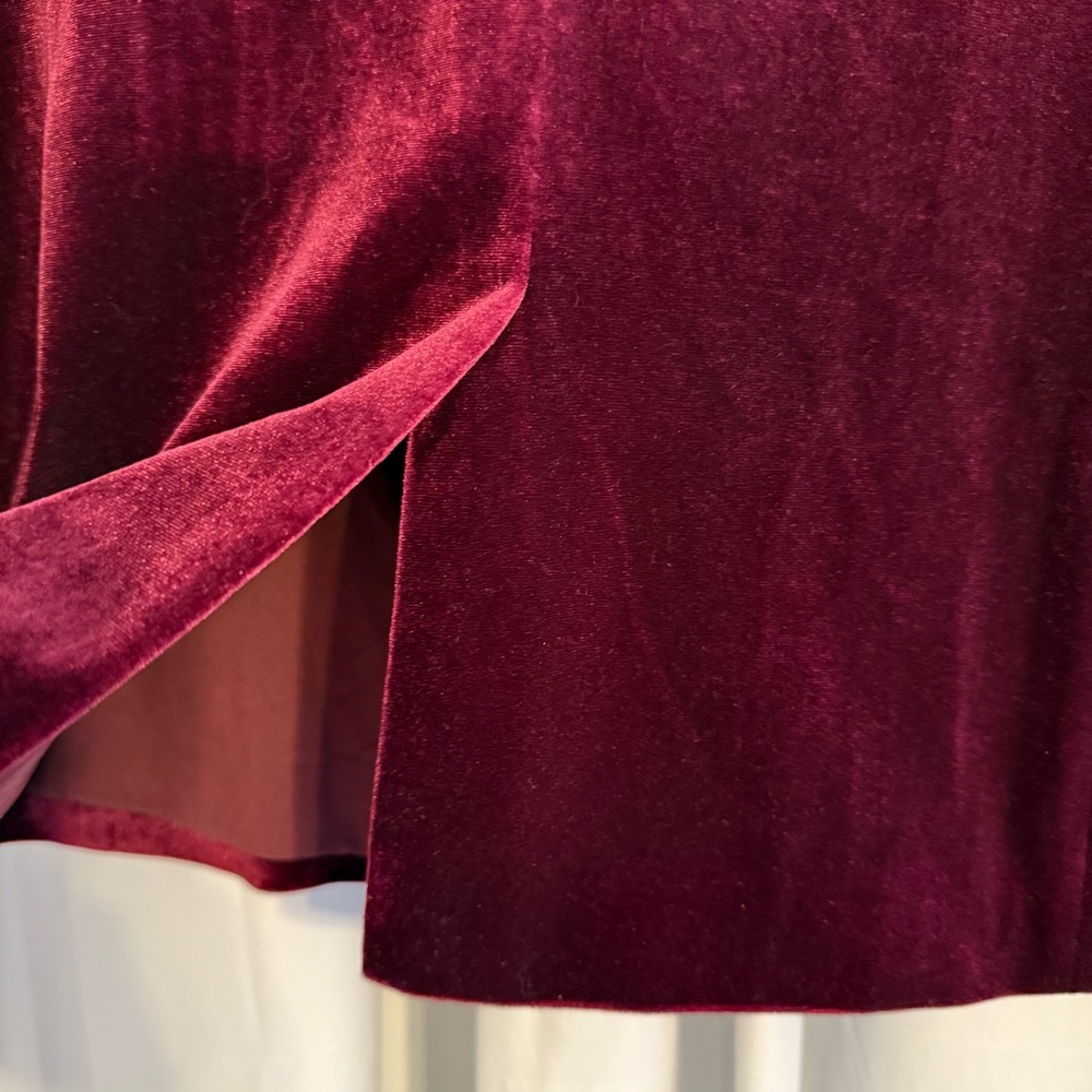 AQUA Cranberry Velvet Blazer Women’s Small Holiday Party Jacket Festive Rich Red - Picture 9 of 10